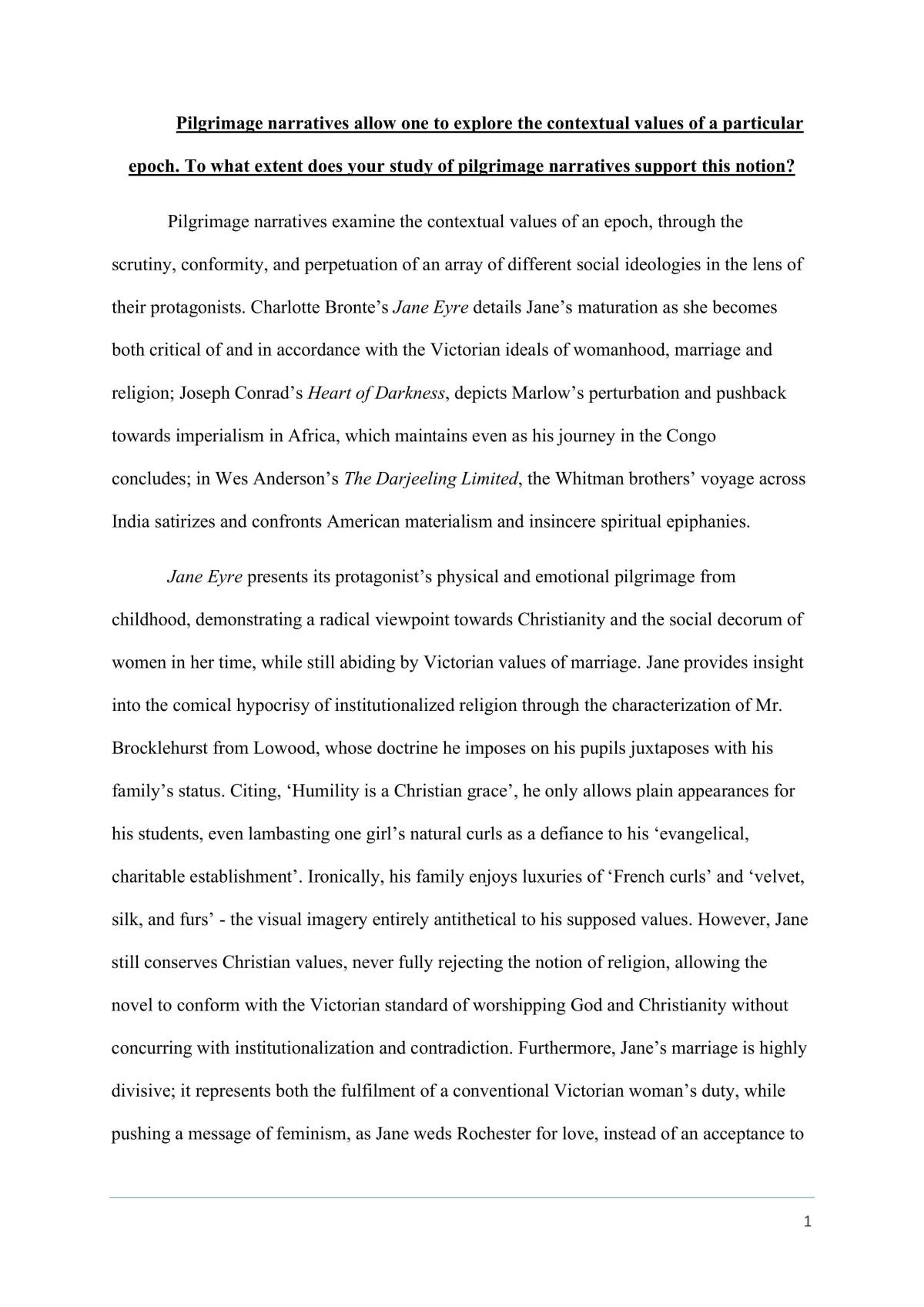 Pilgrimage Unit - Essay - Page 1