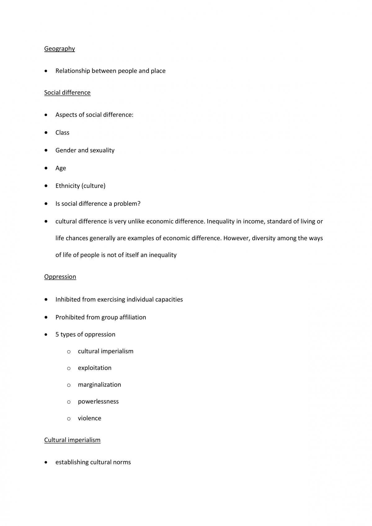 Geographies of Social Difference Semester Notes - Page 1