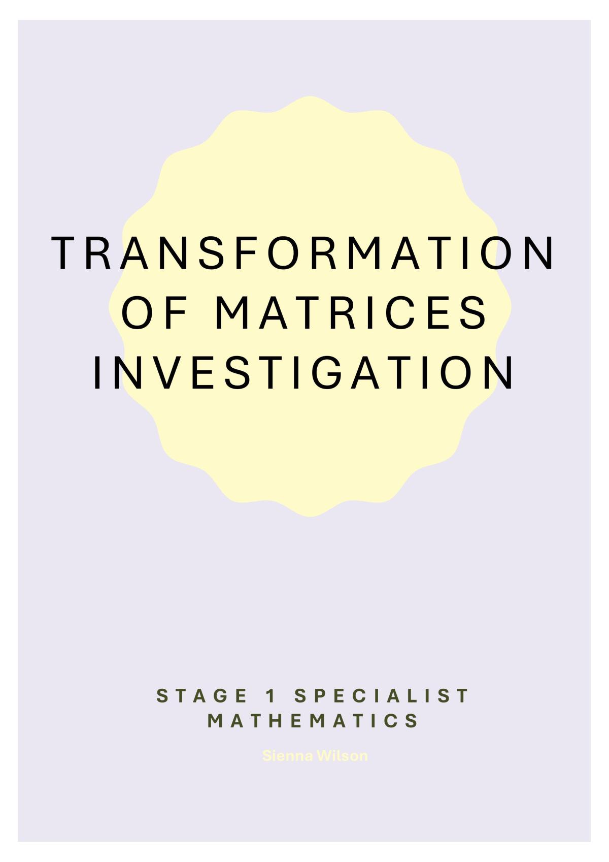 Transformation of Matrices Investigation - Page 1