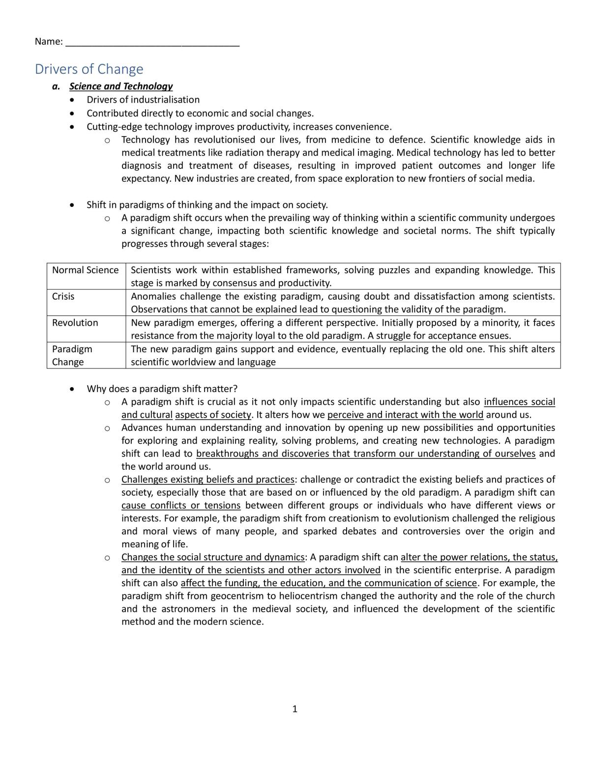 General Paper Drivers of Change - Page 1