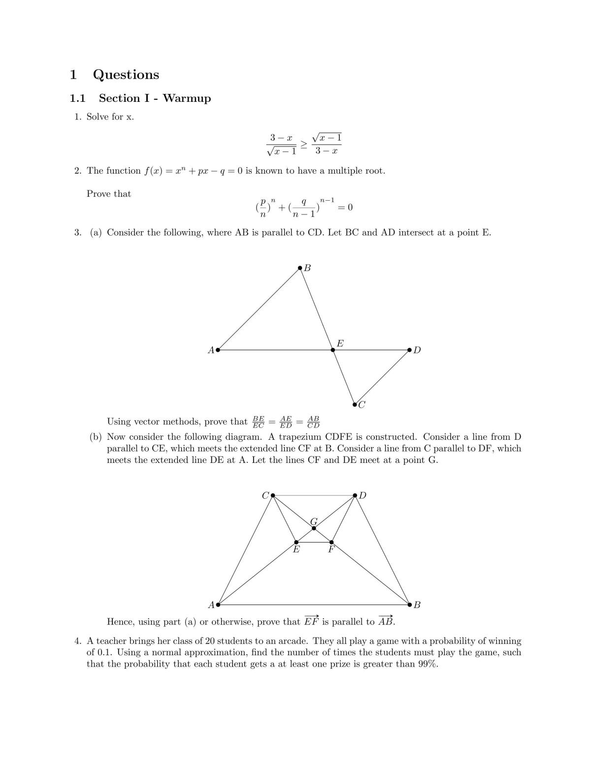 Practice Questions and Solutions 3U - Page 1