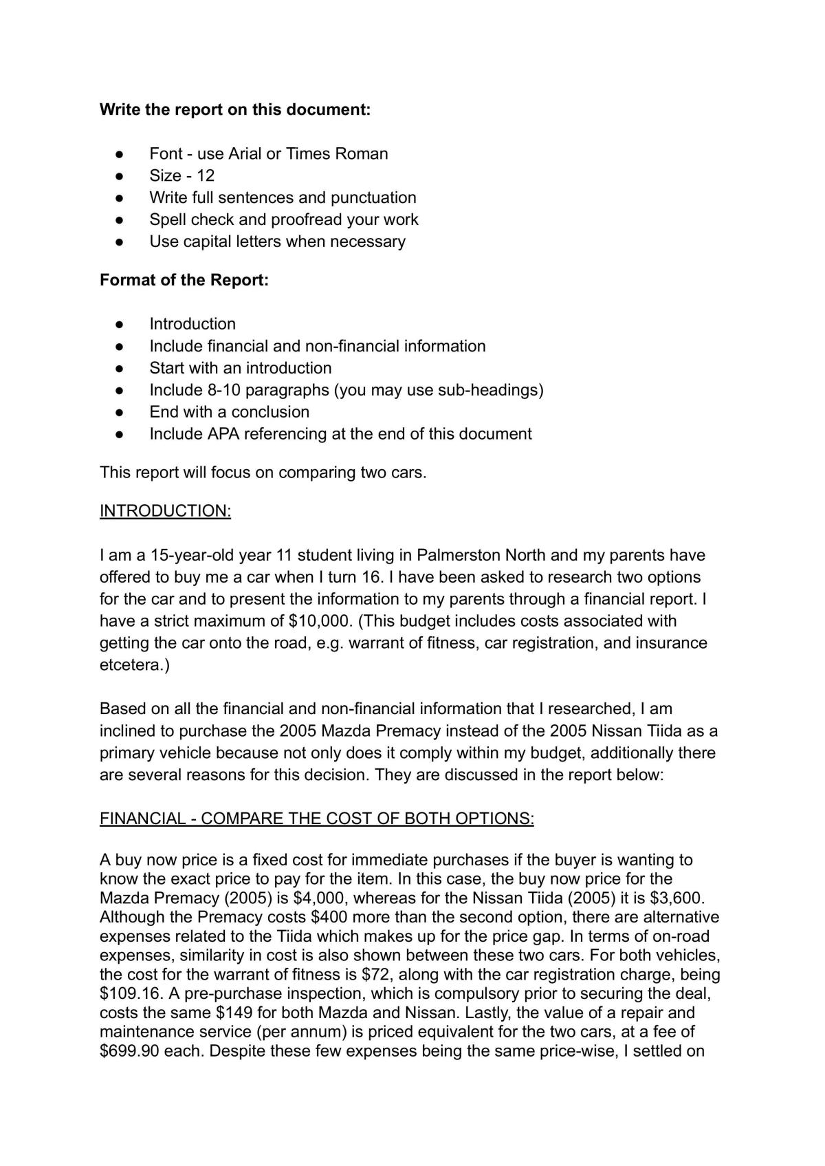 Accounting report NCEA level 1 - Page 1