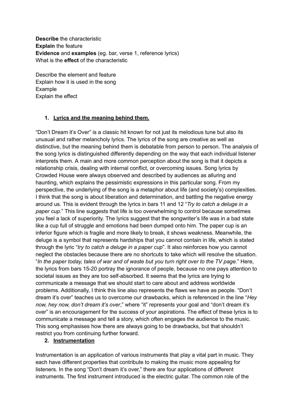 Crowded House analysis NCEA level 1 - Page 1