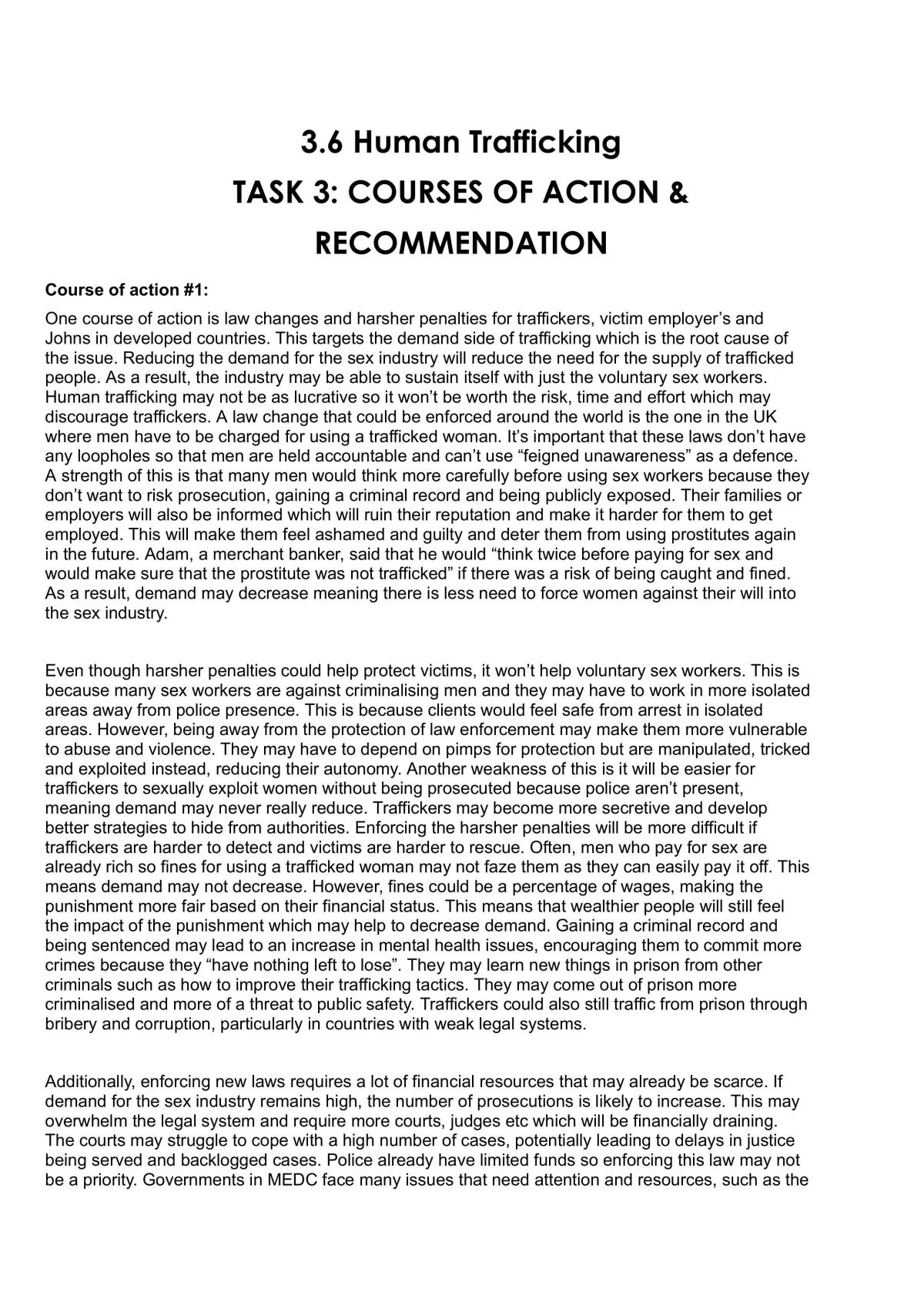 Level 3 Geography Human Trafficking assessment - Task 3  - Page 1