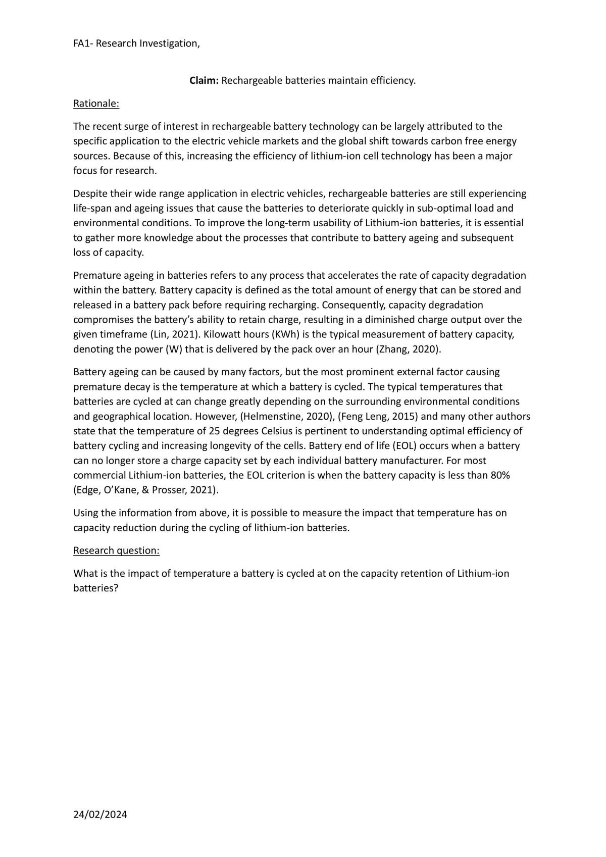 FA1- Physics Research Investigation - Page 1