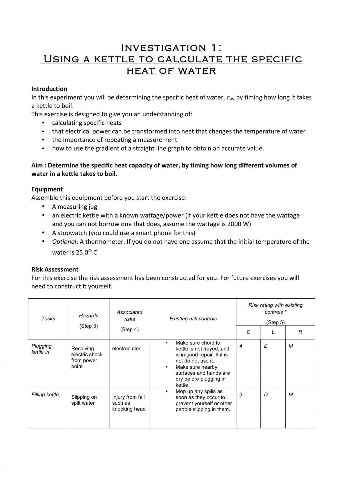 Investigation 1 - Page 1