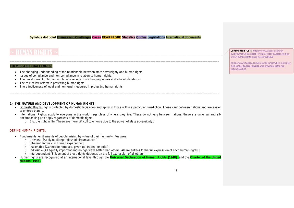 Human Rights Notes  - Page 1