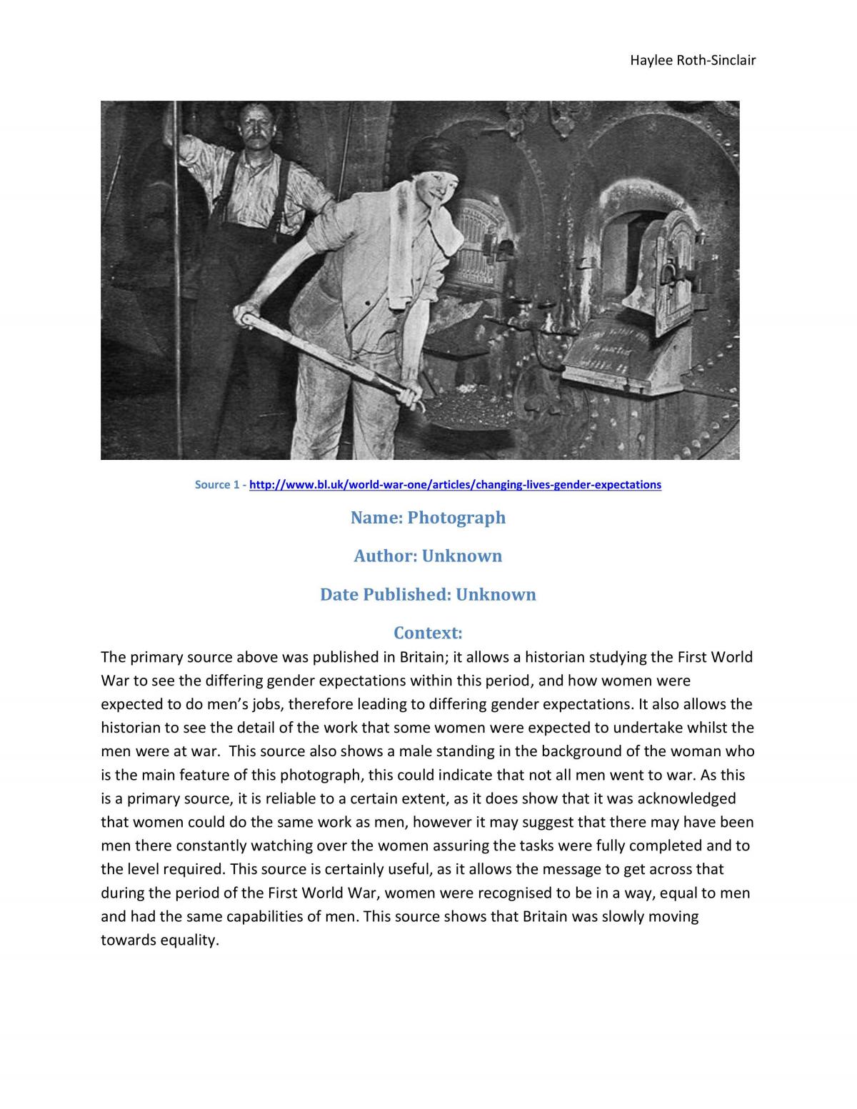 WW1 Source Analysis Notes - Page 1