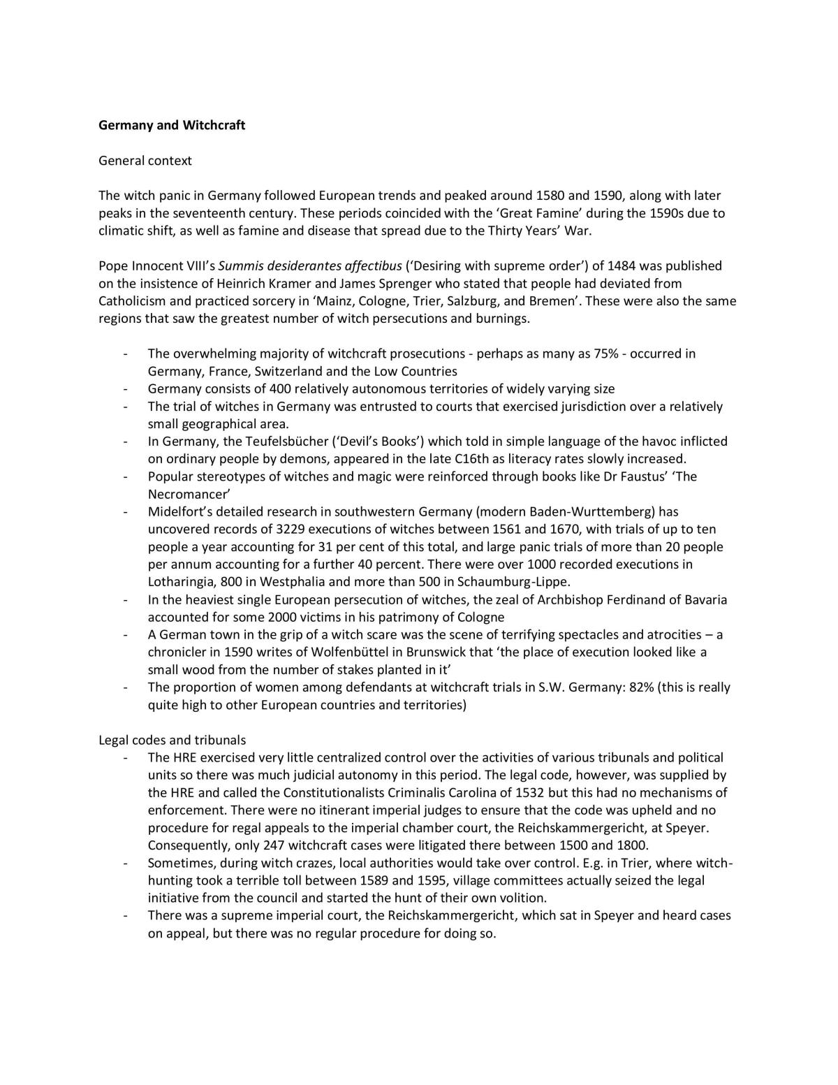 Germany and Witchcraft Depth Study  - Page 1