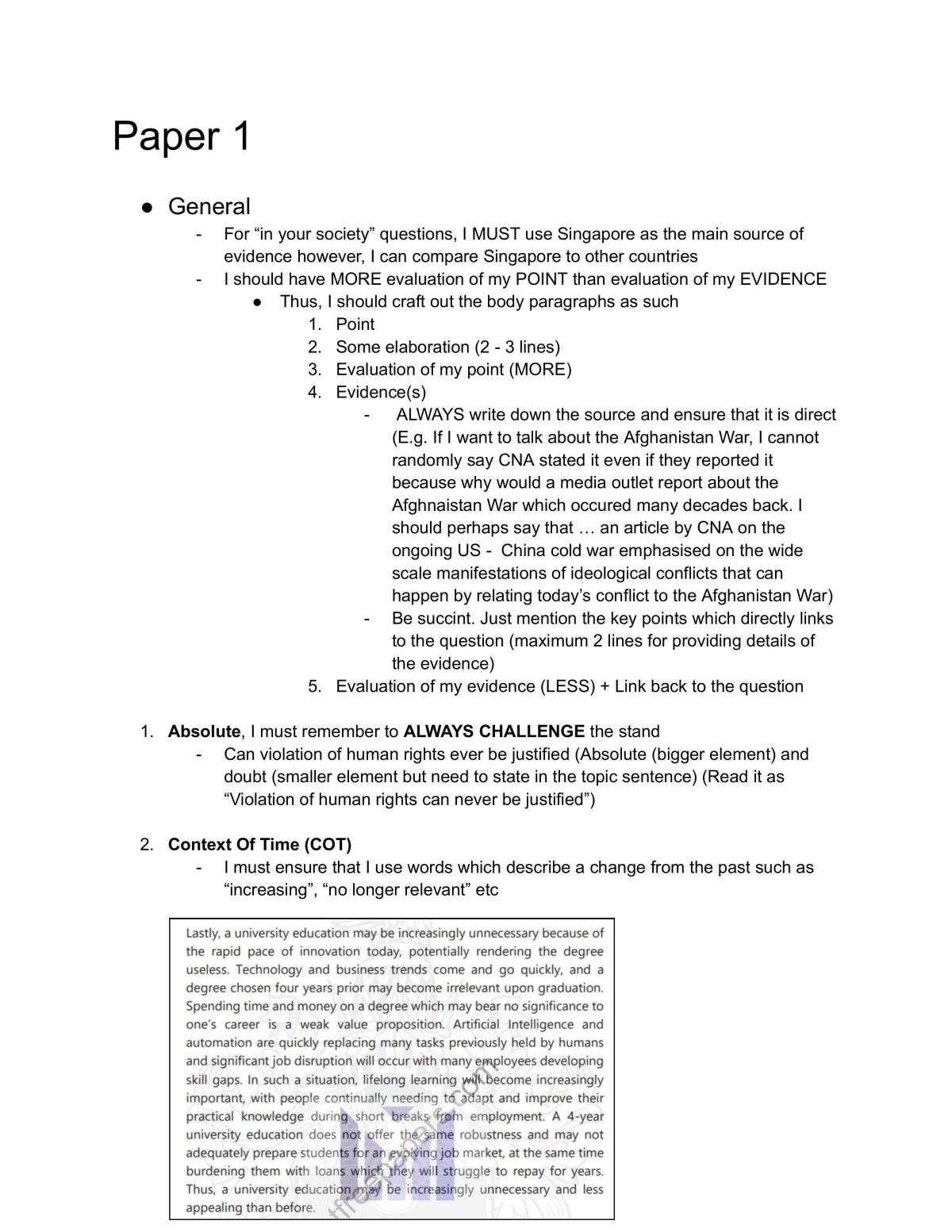 General Paper Notes for Both Paper 1 and Paper 2 - Page 1