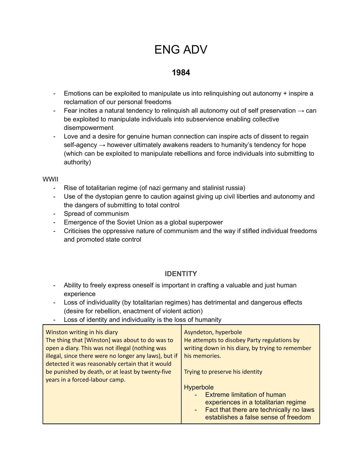 English Advanced HSC complete notes  - Page 1