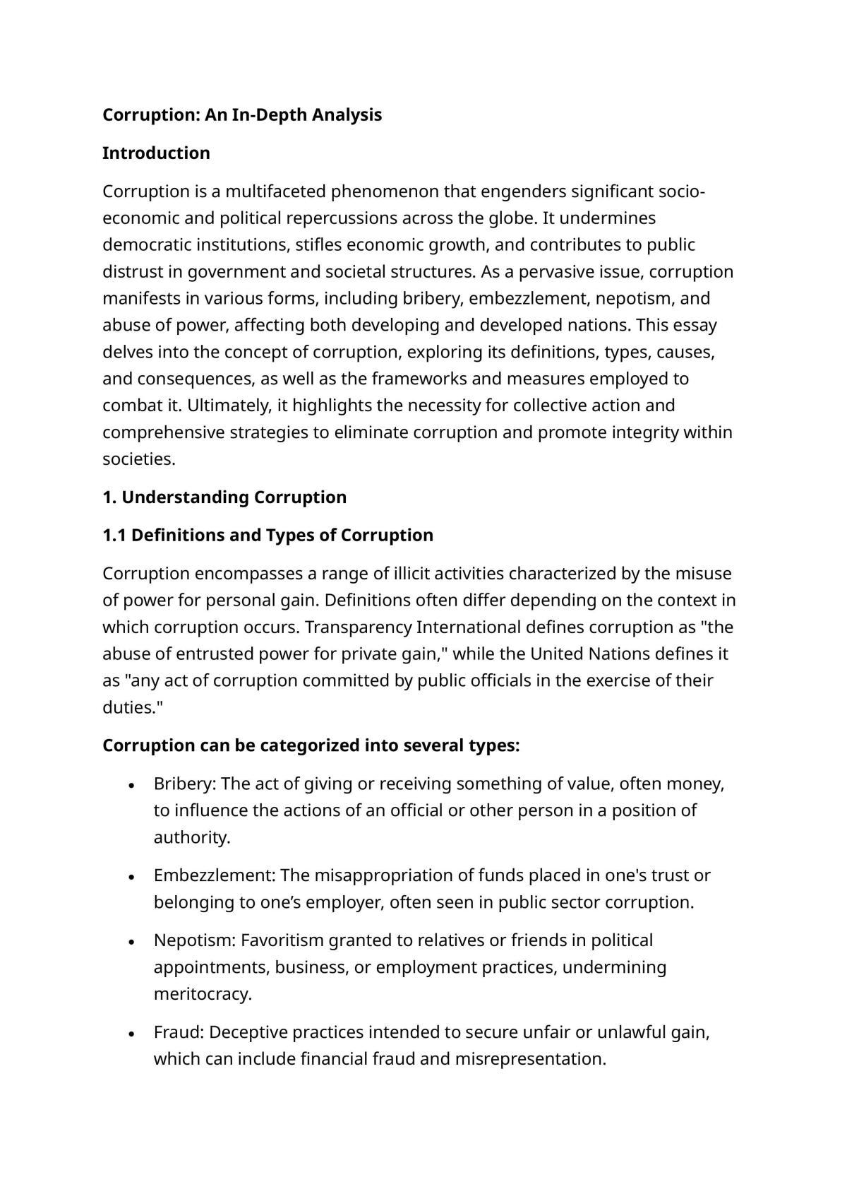 Corruption : An in Depth Analysis - Page 1