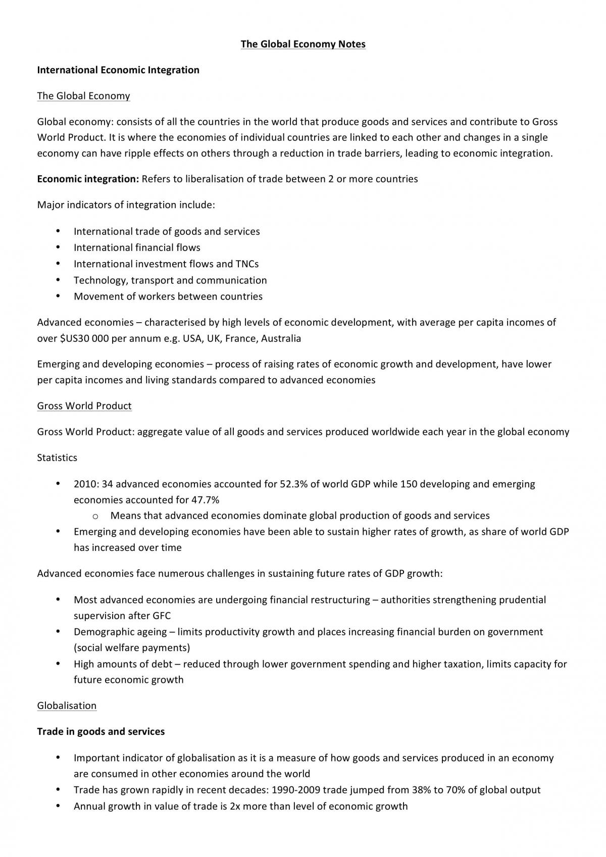 Topic 1 - The Global Economy - Page 1