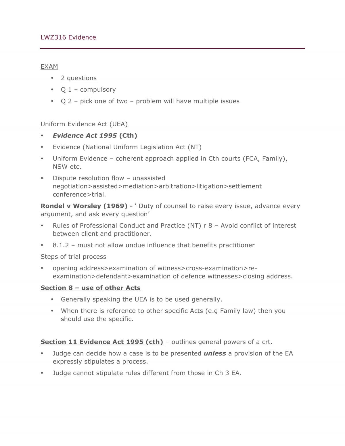 Evidence Final Exam Notes - Page 1