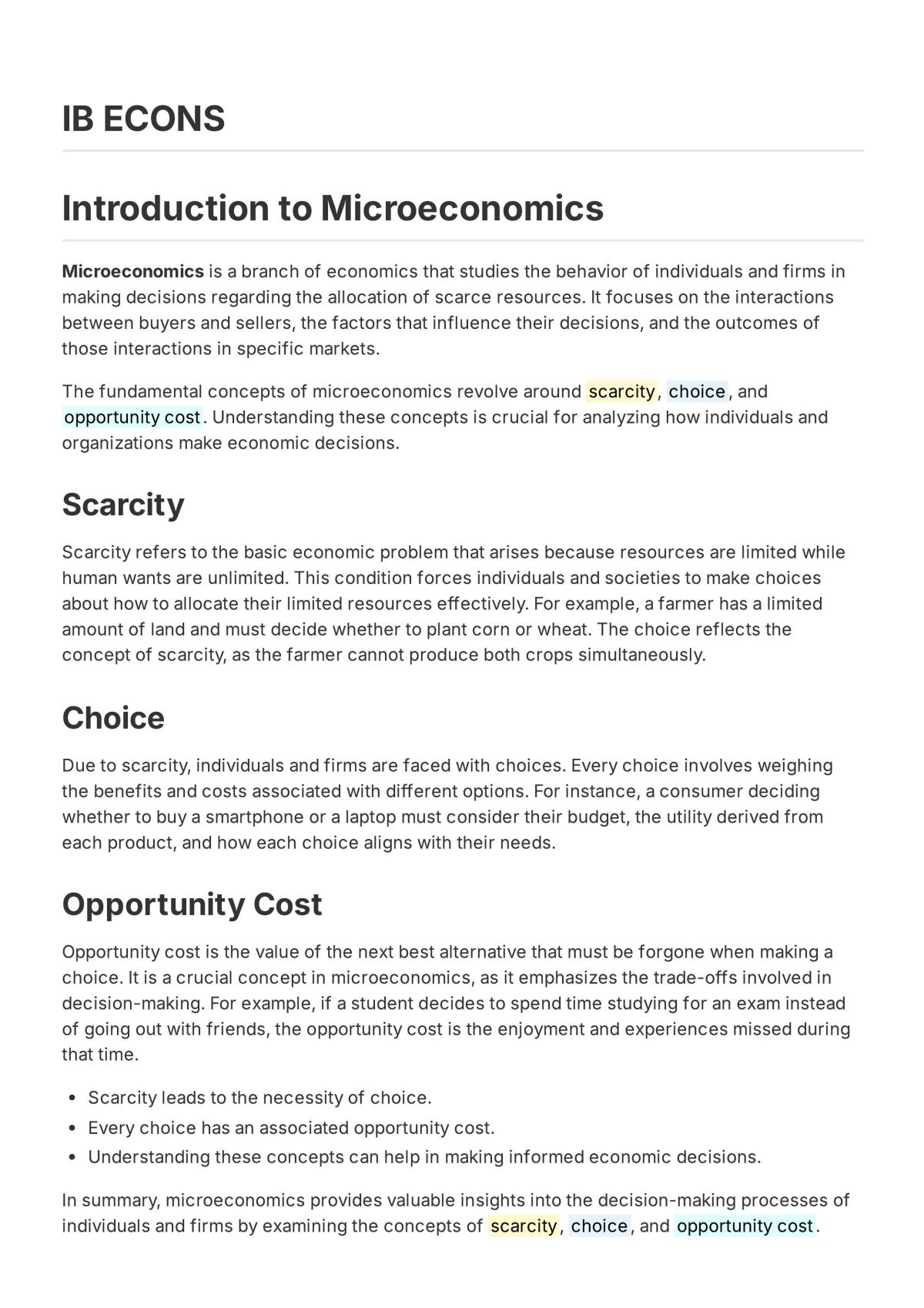 IB Introduction to Microeconomics - Page 1