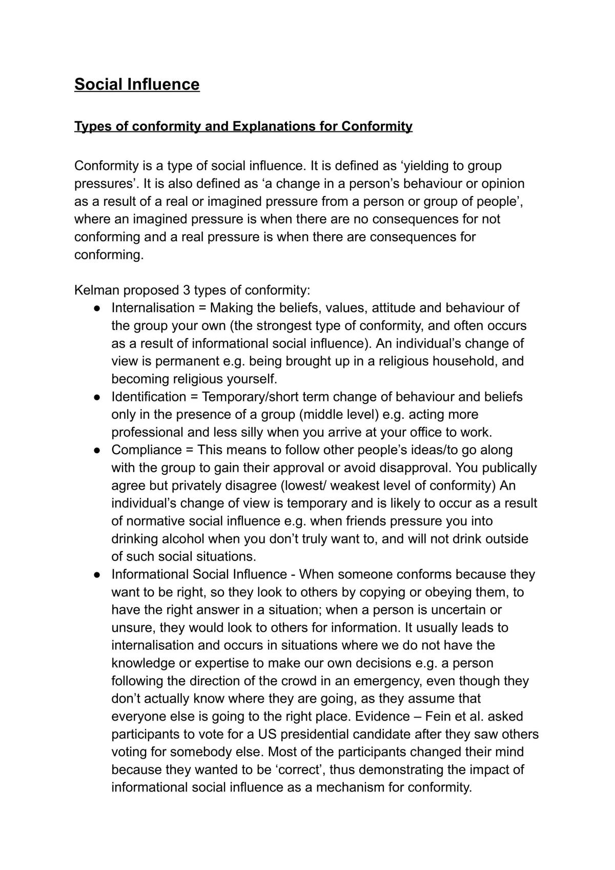Complete Study Notes on Social Influence - Page 1