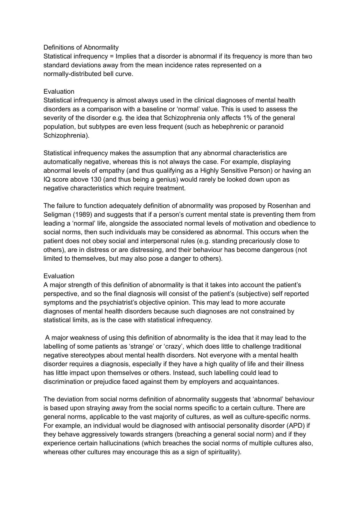 Psychopathology Notes  - Page 1