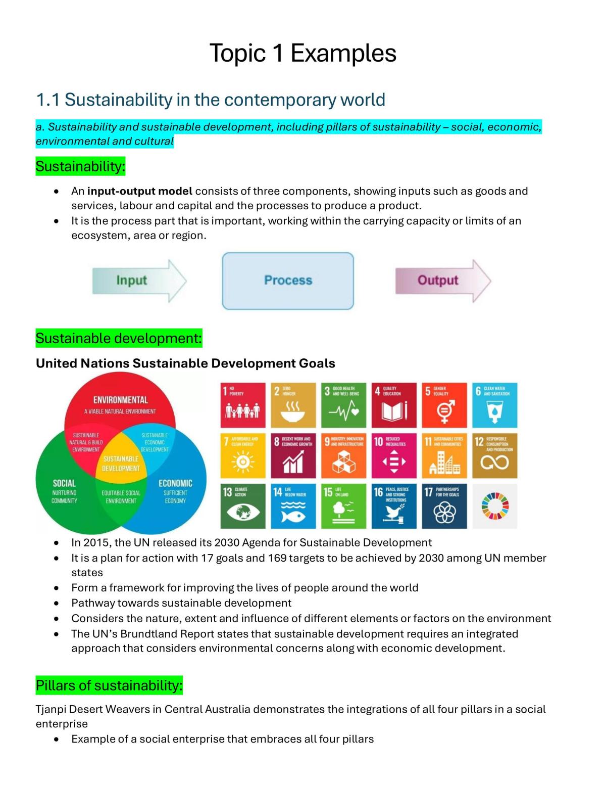 Statistics and Examples Geography Global Sustainability  - Page 1