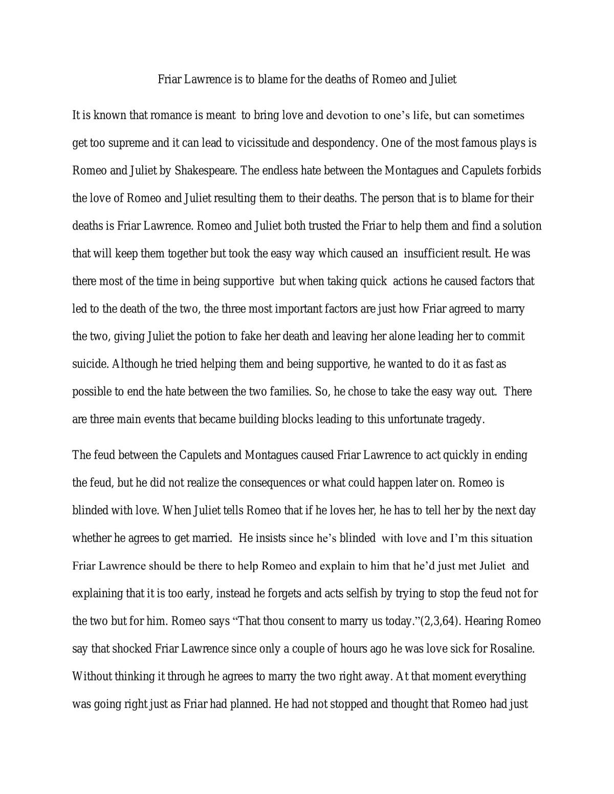 Romeo & Juliet Essay - Page 1
