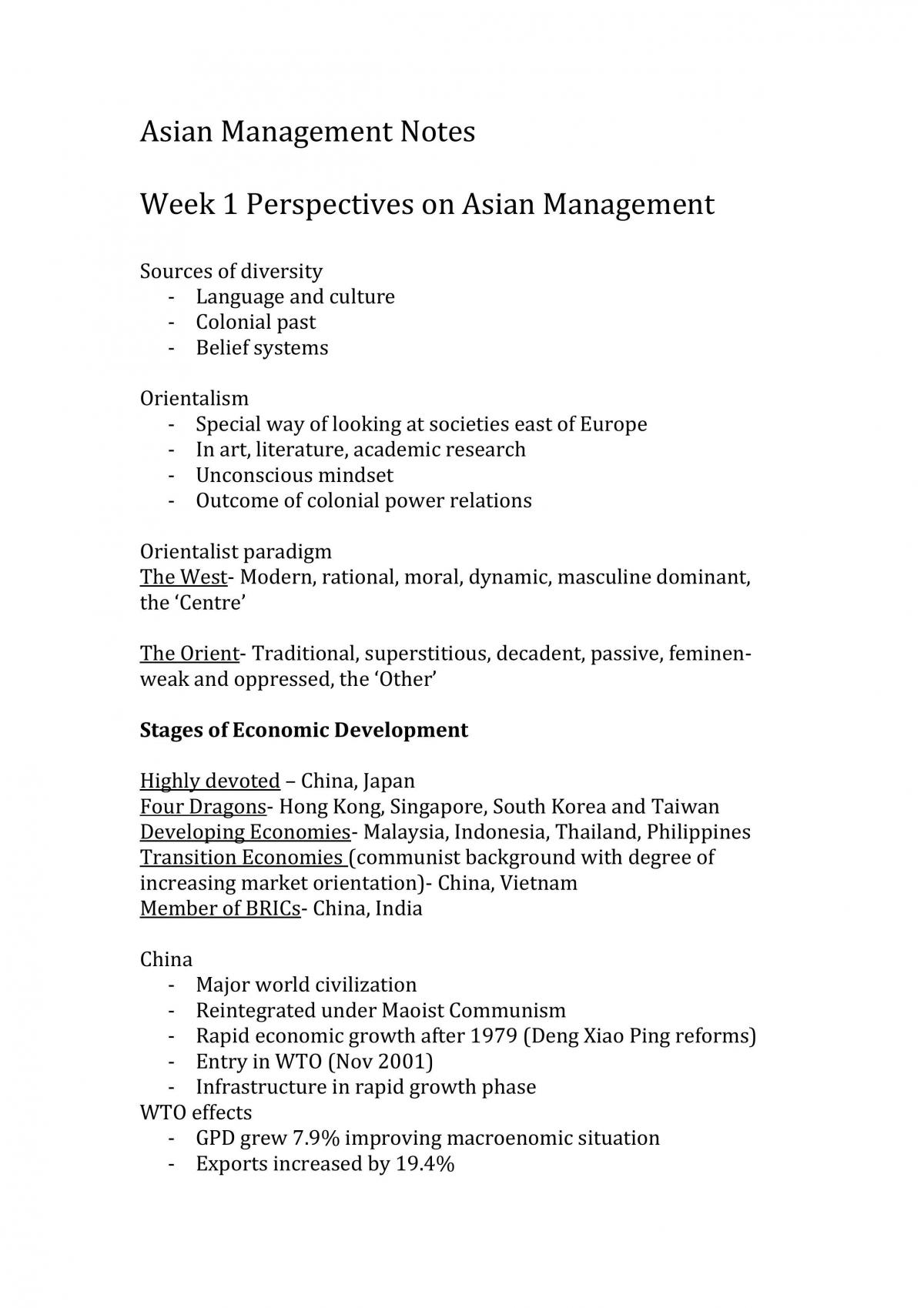 Asian Management MGC2130 Complete Study Notes - Page 1