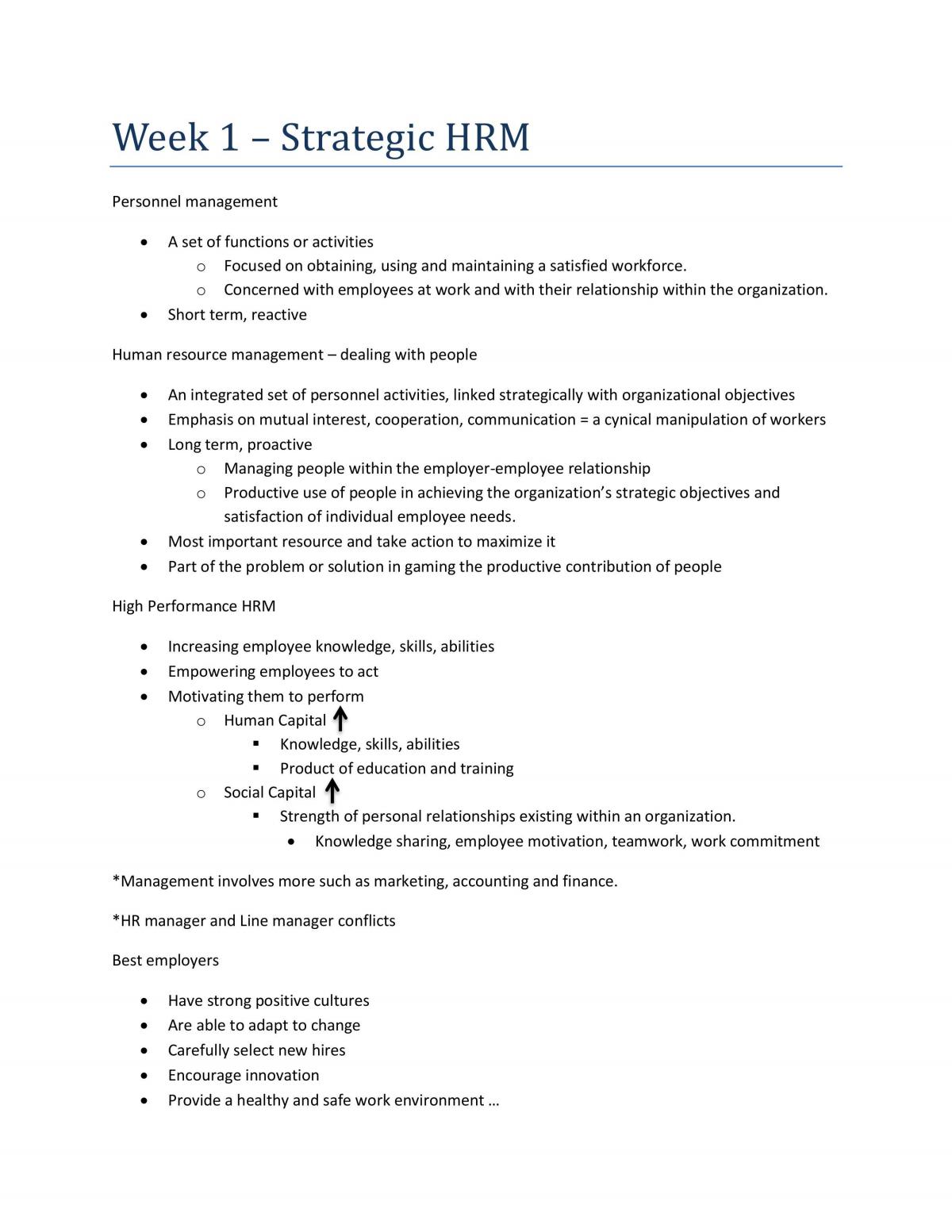 Human Resource Management MGC2430 Complete Study Notes - Page 1