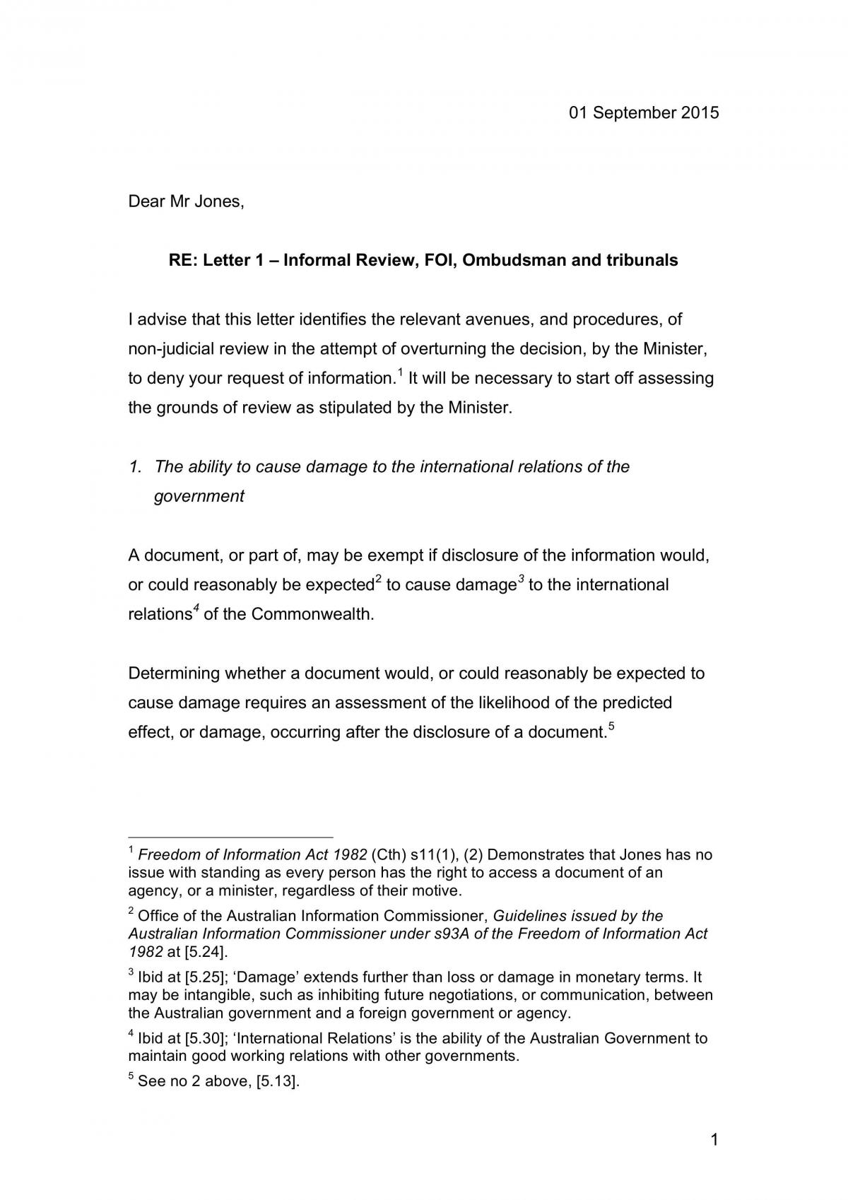 Letter of Advice Assignment  - Page 1