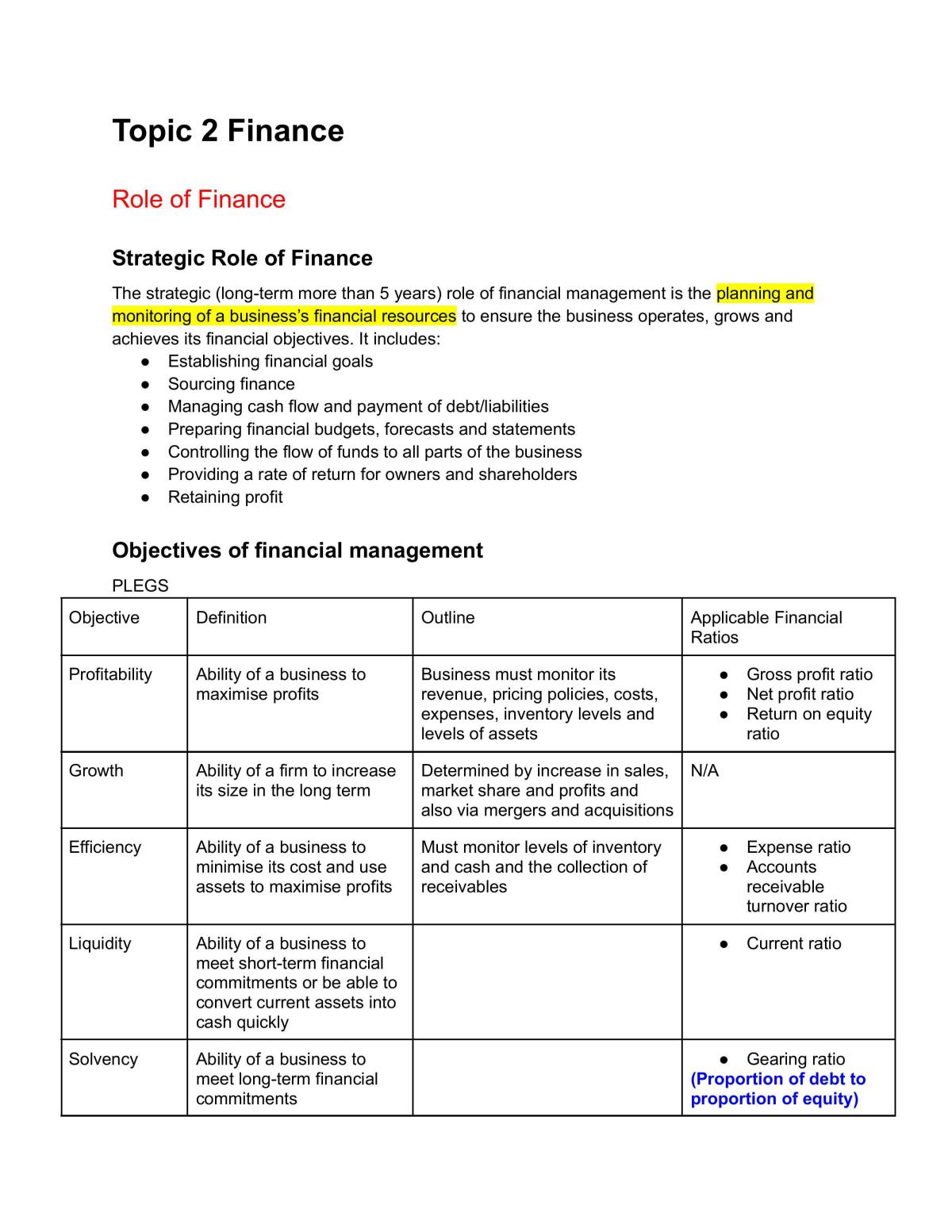 Topic 2 Business Studies - Page 1