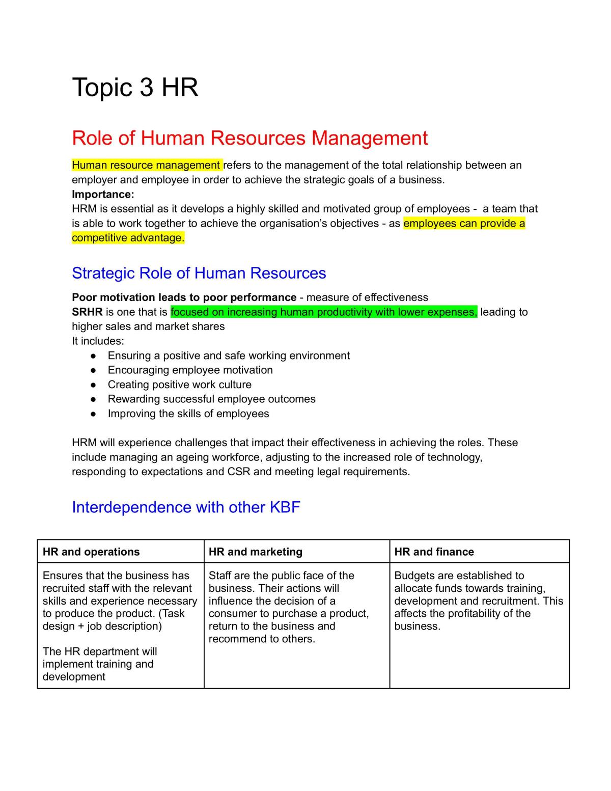 Topic 3 Business Studies  - Page 1