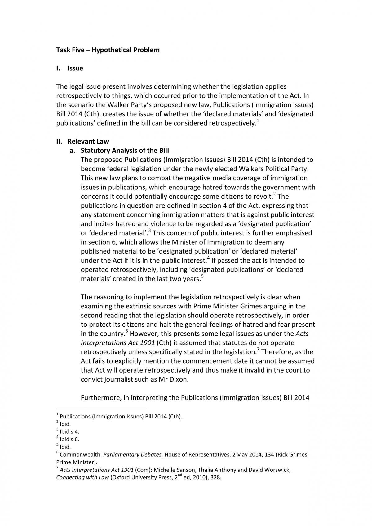 LAW115 Hypothetical Problem - Page 1