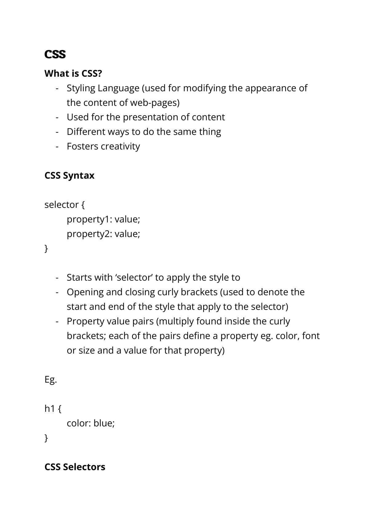 Digital Technologies - Notes about HTML and CSS - Page 1