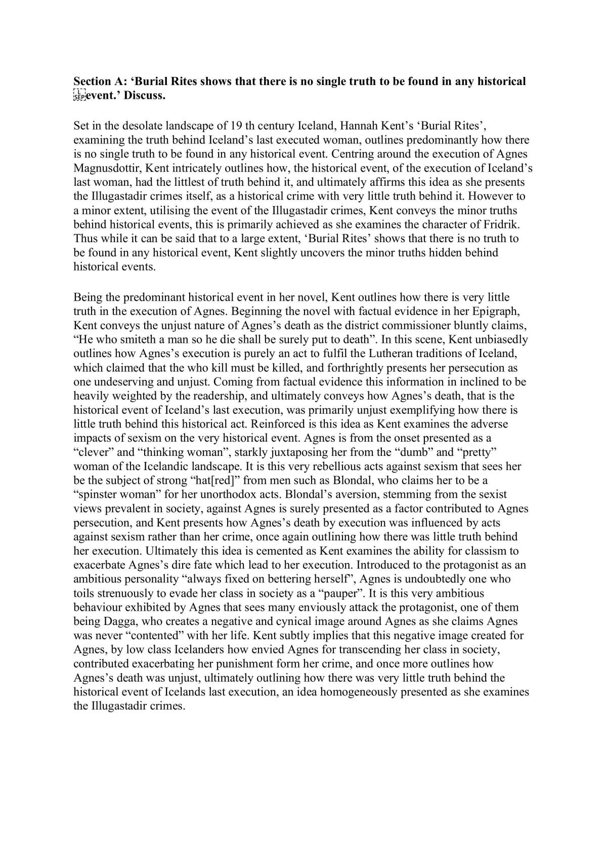 VCE English - Section A & B Exam Responses  - Page 1