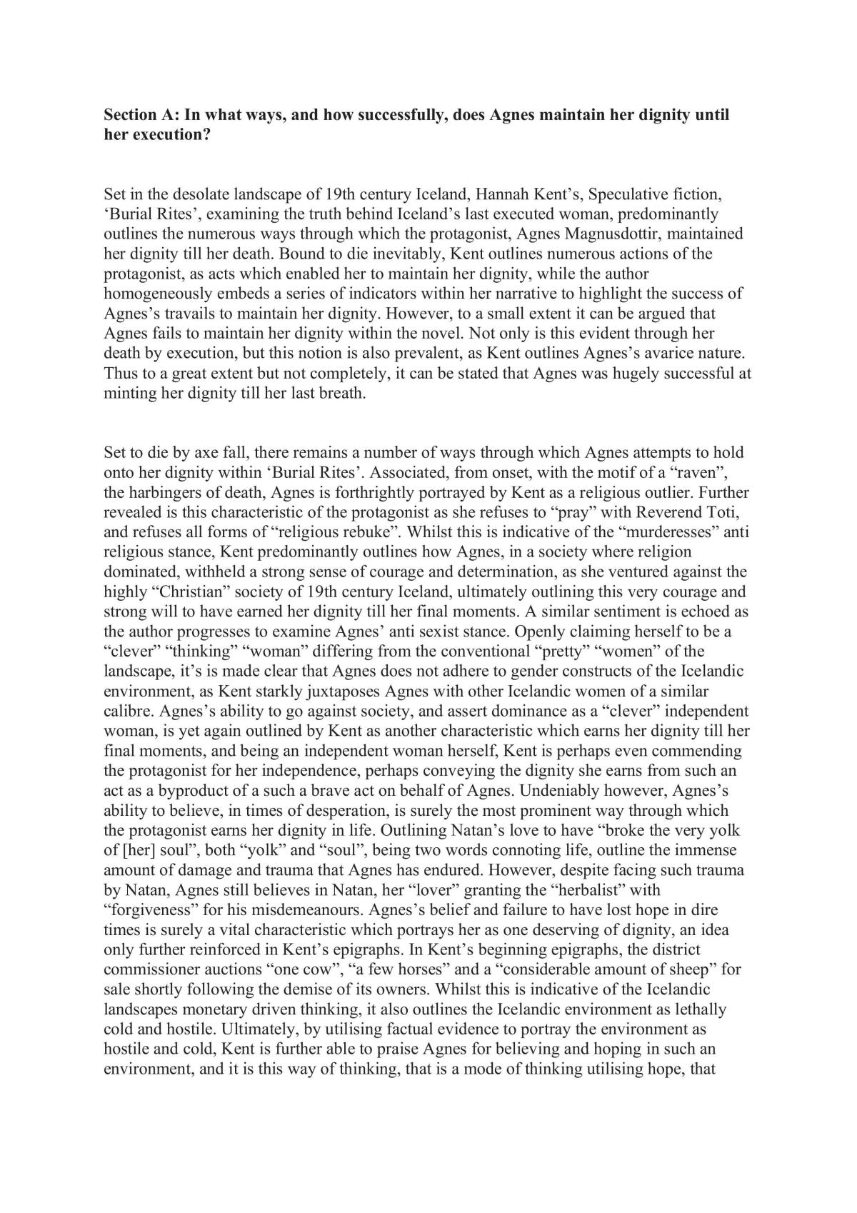 Vce English - Section a & B Exam Responses  - Page 1