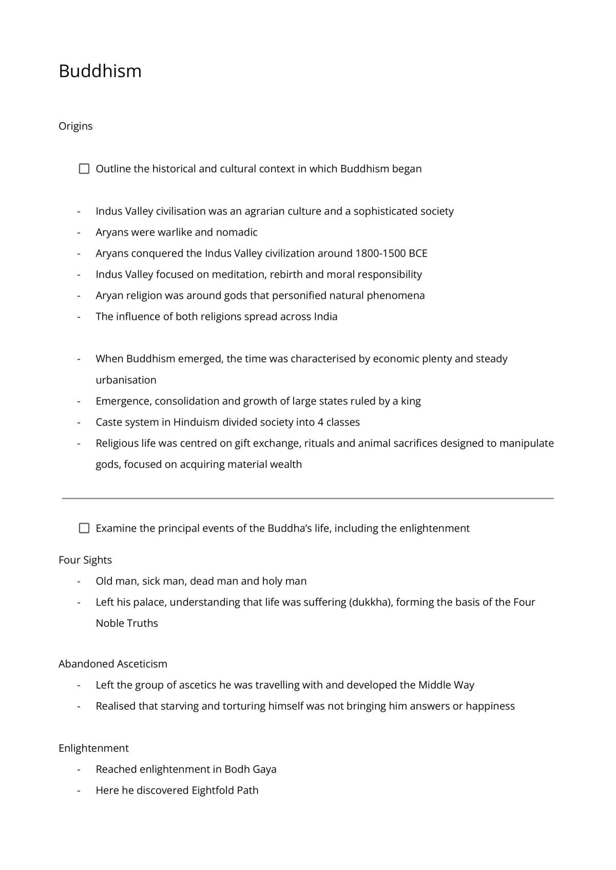 SOR Prelim - Buddhism Notes Notes - Page 1