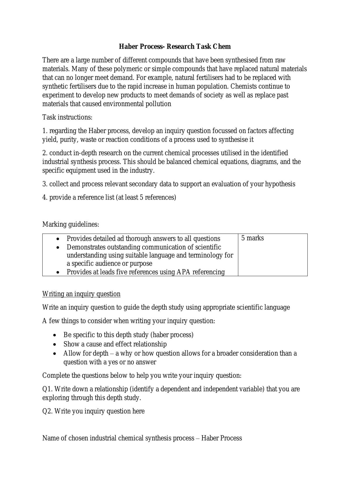 Haber process depth study - Page 1