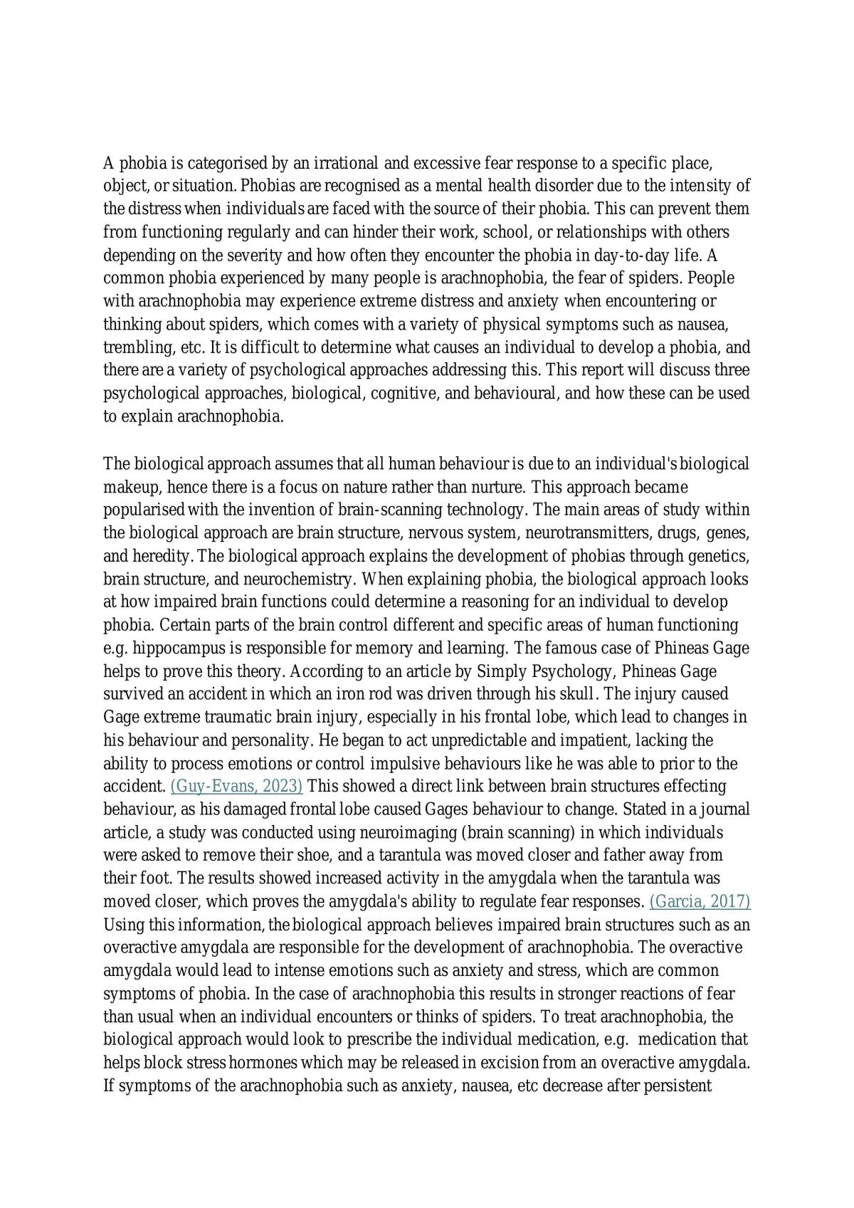 Level 2 Psychology 2.1 - Specific Phobia - Page 1