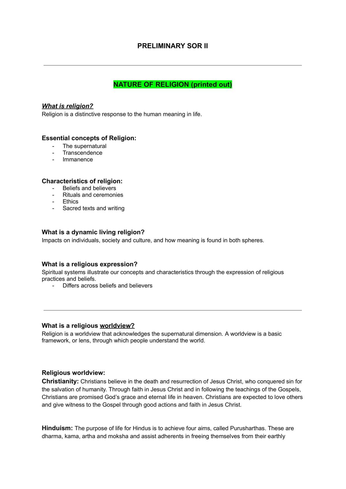 Sor Ii Complete Study Notes Preliminary - Page 1