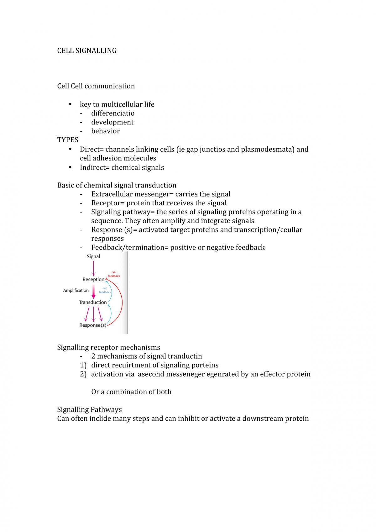 Cell Signalling Summary - Page 1