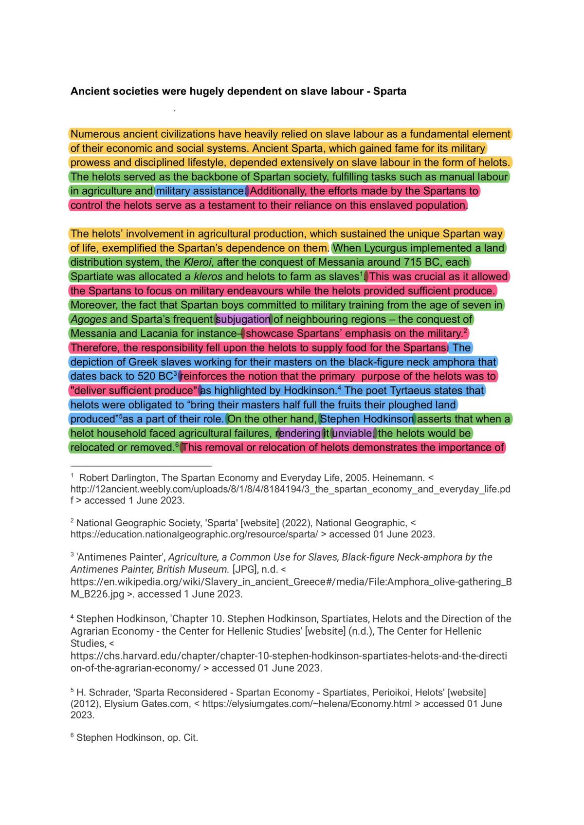 Spartans and Slavery Essay - Page 1