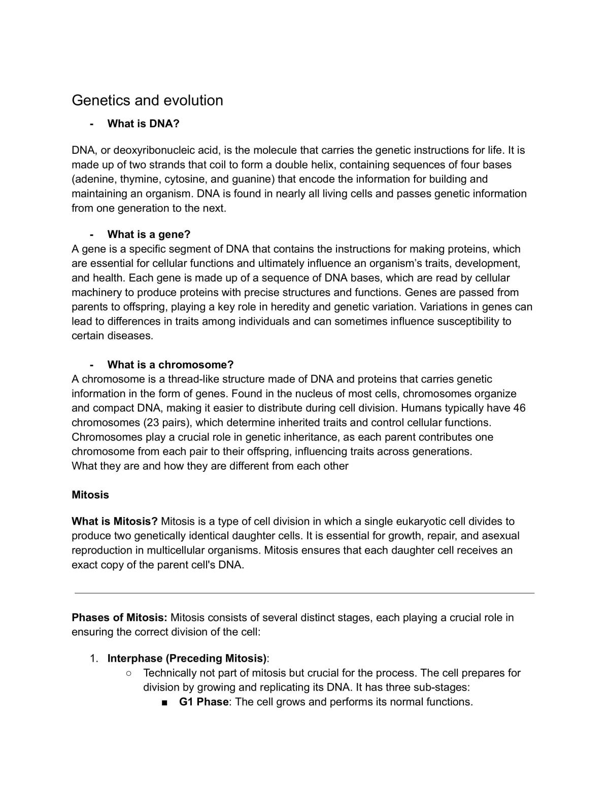 Biology Study Notes - Page 1