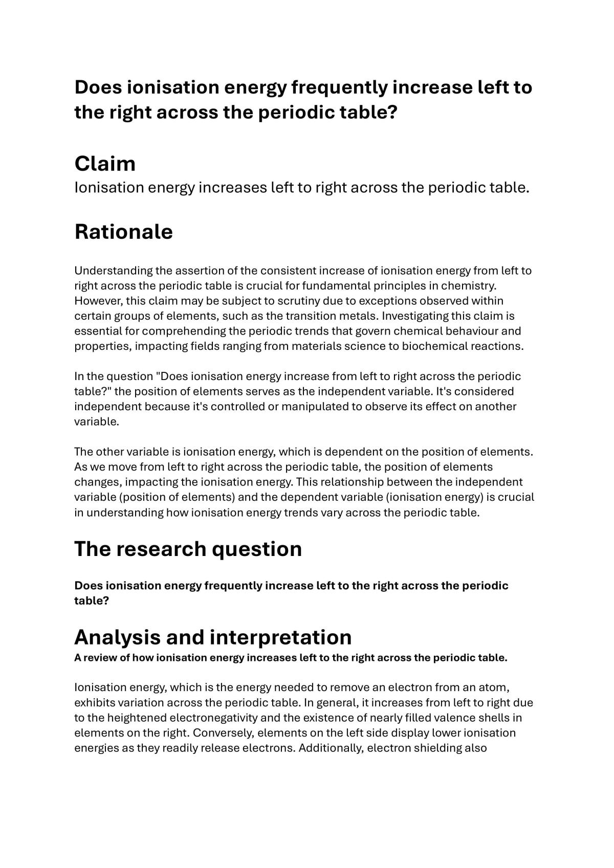 Chemistry IA1  - Page 1