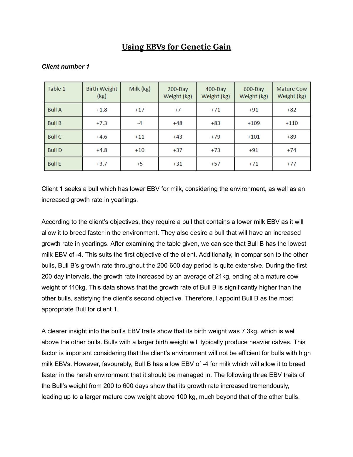 Analysing and Choosing Based on Ebvs - Page 1