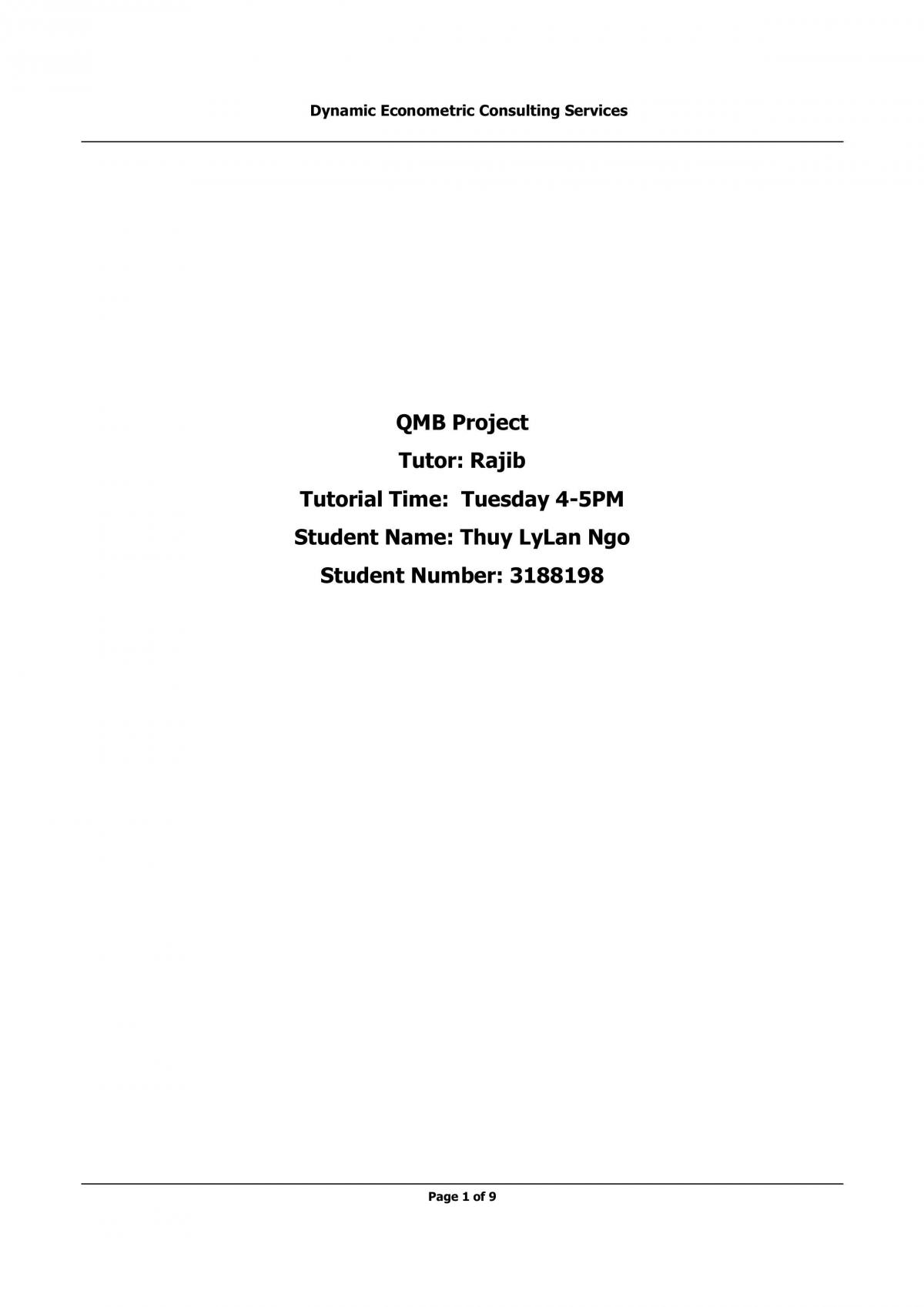 Quantitative Methods B - Page 1