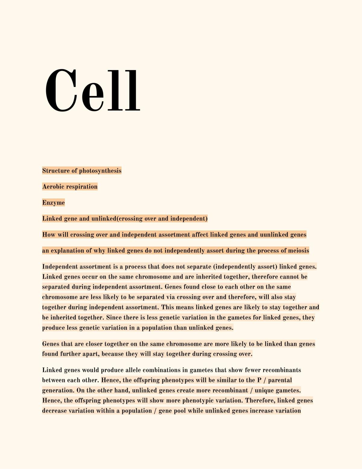 Level 2 Biology Revision Notes for External - Page 1