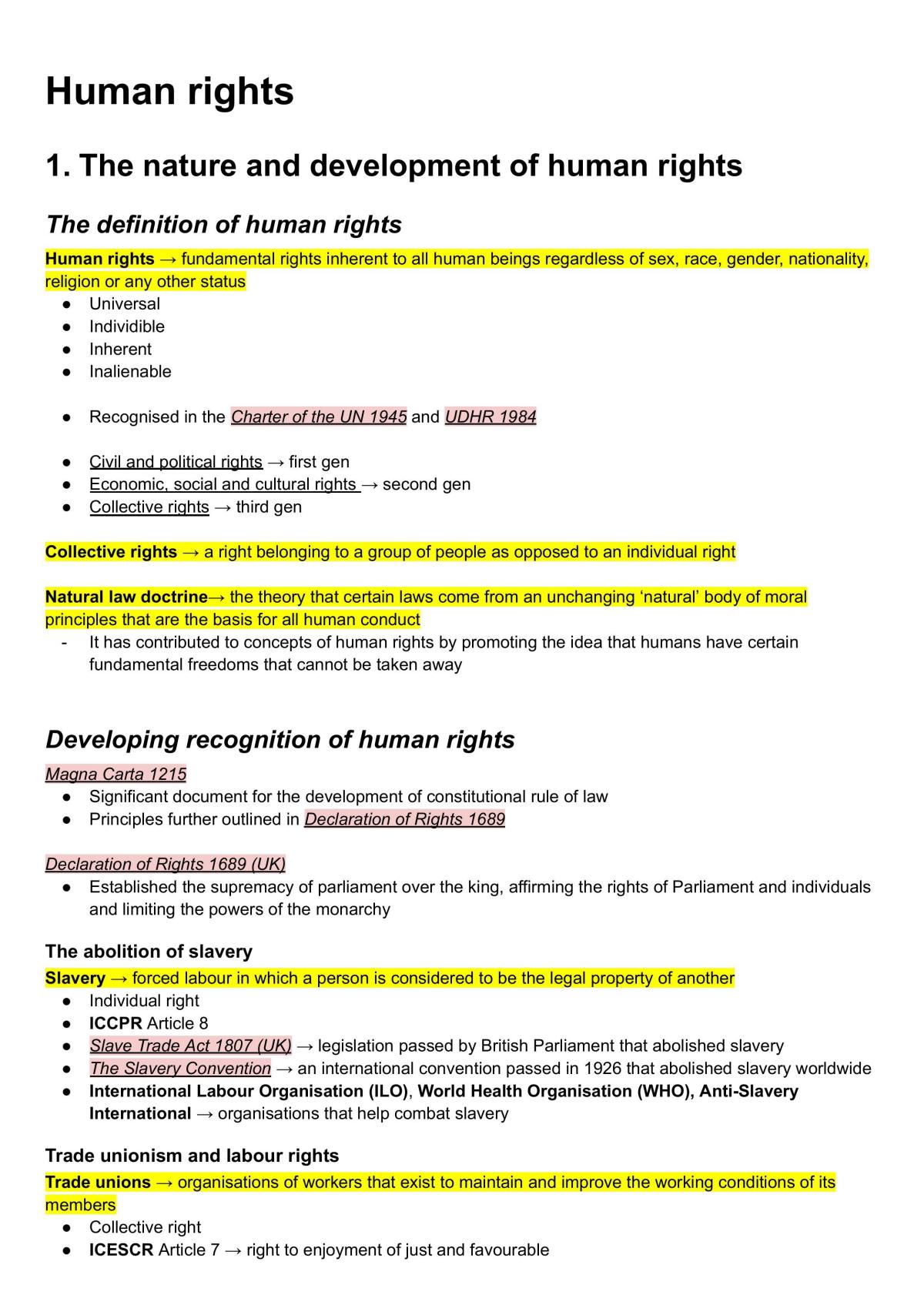 Human Rights - State Rank Notes  - Page 1