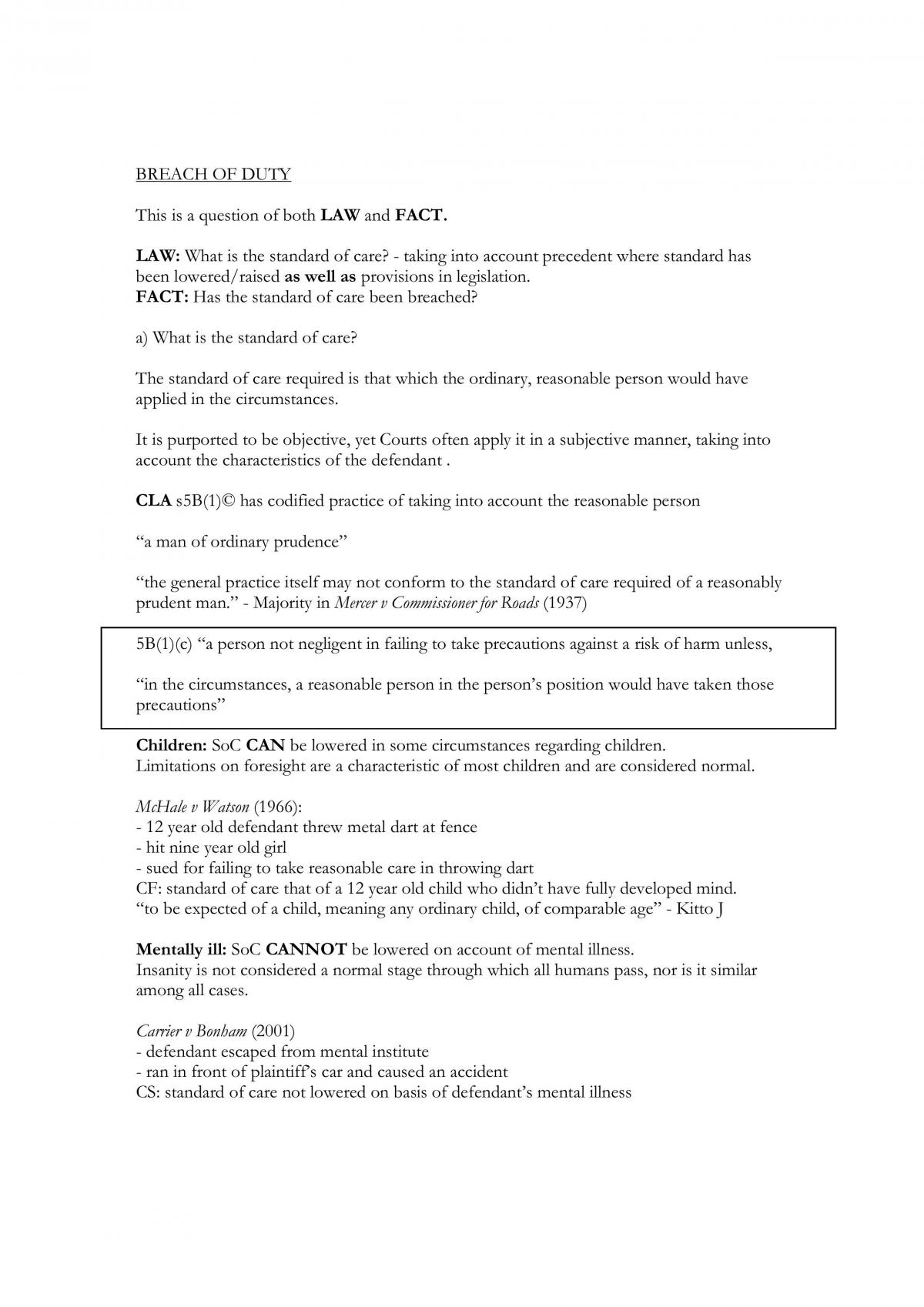 Torts Exam Notes - Page 1