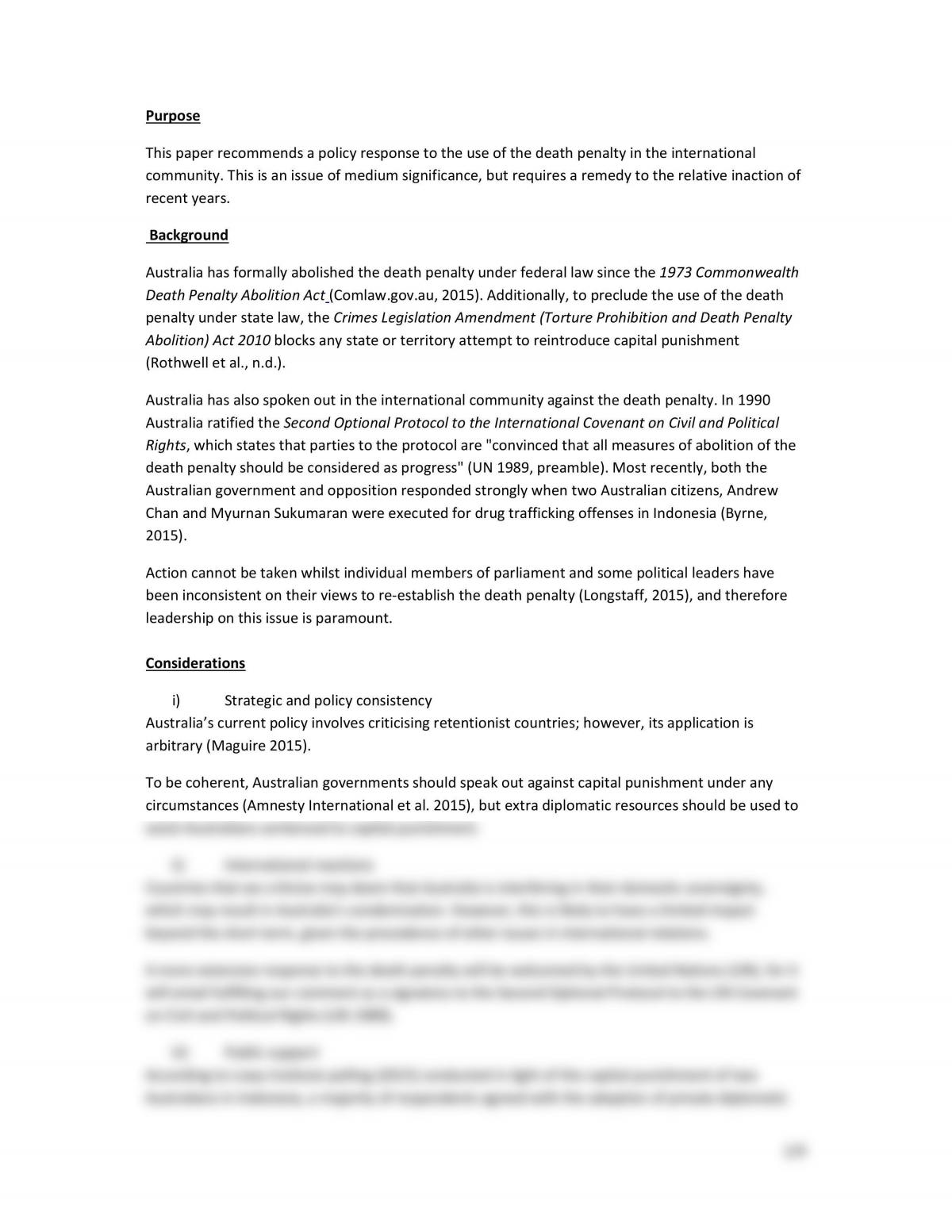 GOVT2116 First Assignment Policy Brief  - Page 1