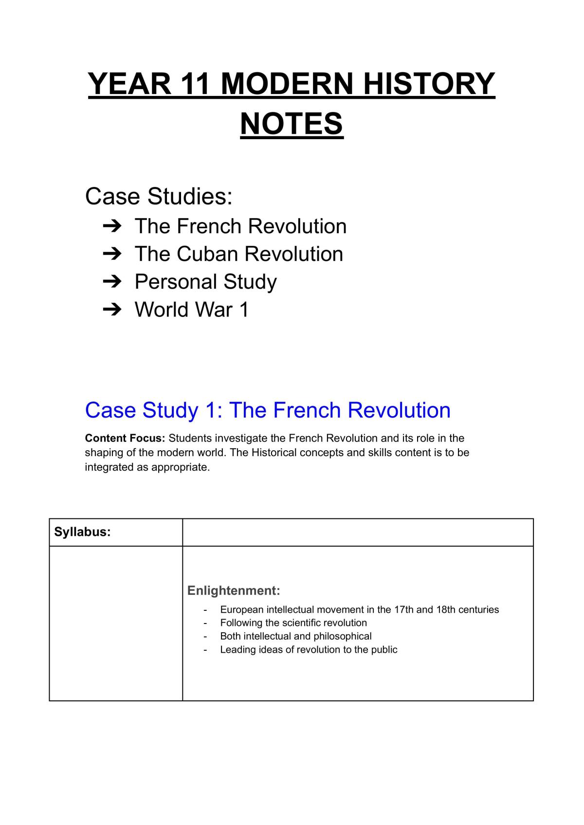 Year 11 Modern History Notes | Modern History - Year 11 HSC | Thinkswap
