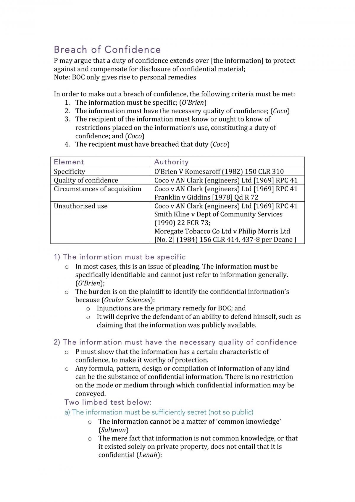 Equity - Concise Exam Notes - Page 1