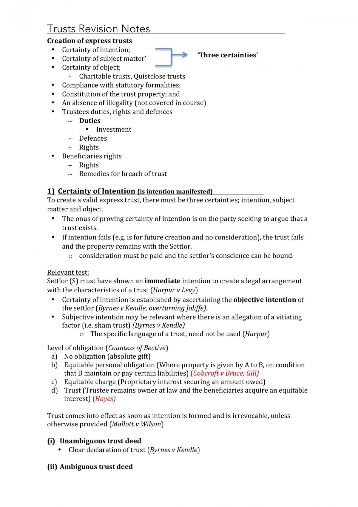 Trusts Exam Notes - Page 1