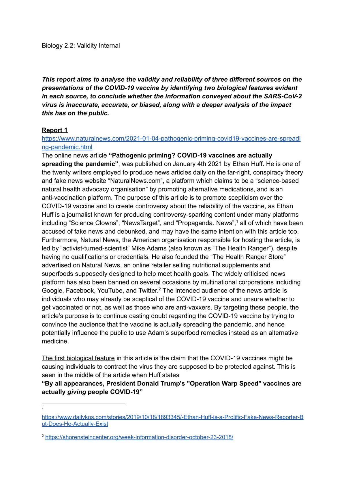 Excellence - 2.2 Biology Validity Internal Complete Report - Page 1